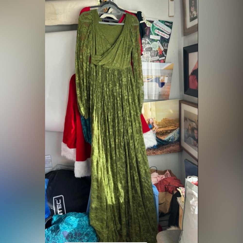 Sew Trendy Thalia Green Maternity Gown with belt
